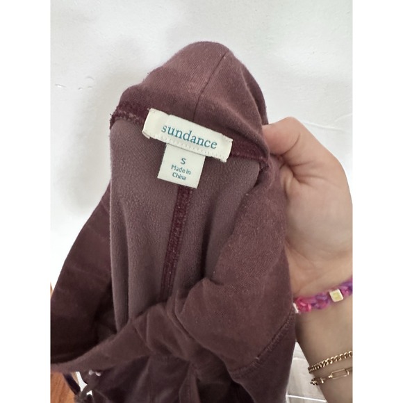 Sundance S Velvet Velour Set‎ Aurora Hoodie & Crop Wide Leg Pants Purple - Picture 9 of 9